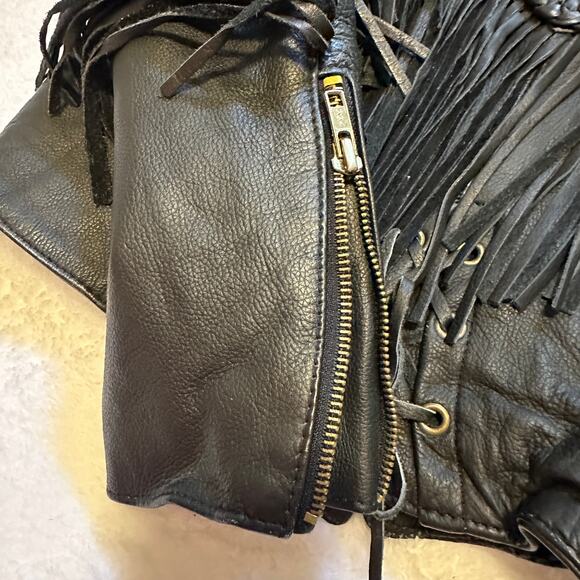 Highway One Leather Fringe Jacket M Retro Western Festival Biker - Picture 14 of 16